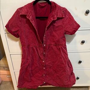 Women's Red Button-Up Top
